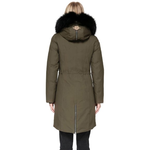 Mackage Khaki Puffer Jacket with Black Fur Hood - Picture 3 of 12